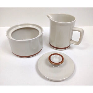 Vintage Camelot Stoneware Sugar Creamer Set Sandstone Japan Mid Century with Lid